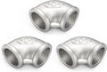 ChillWaves 304 Stainless Steel Pipe Fitting, 90 Degree Elbow 1" NPT Female x 1" NPT Female Thread Adapter(3-PACK)