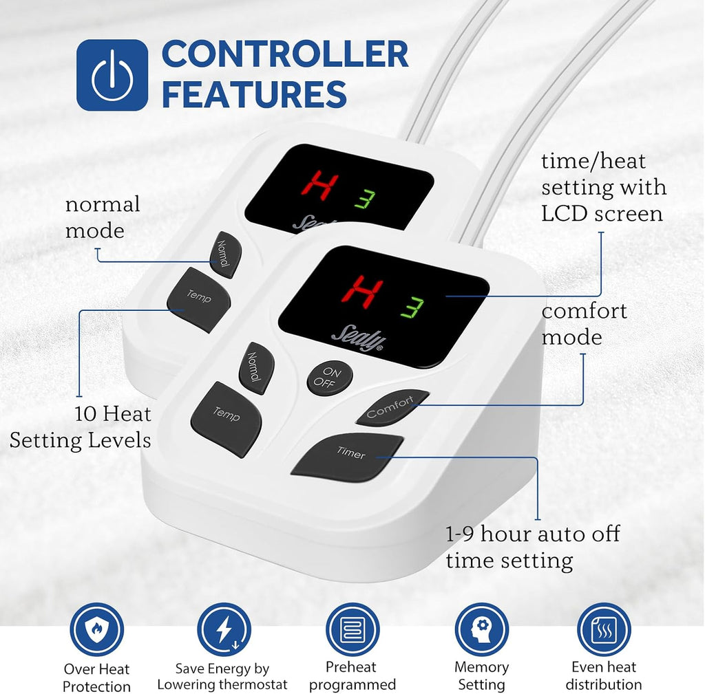 Heated Mattress Pad King Size with Dual Control 10 Heated Settings | with Auto Shut Off 1-9 Hours| Fit Up to 15"-17"