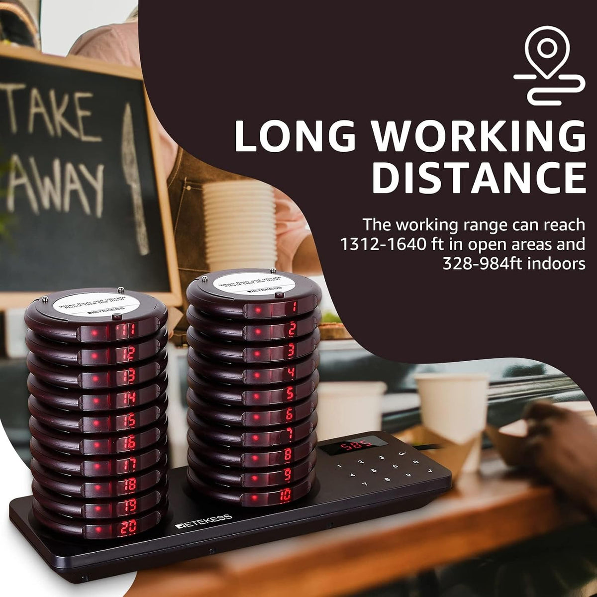 TD163 Coaster Pager System, Pagers for Restaurants, 20 Beepers