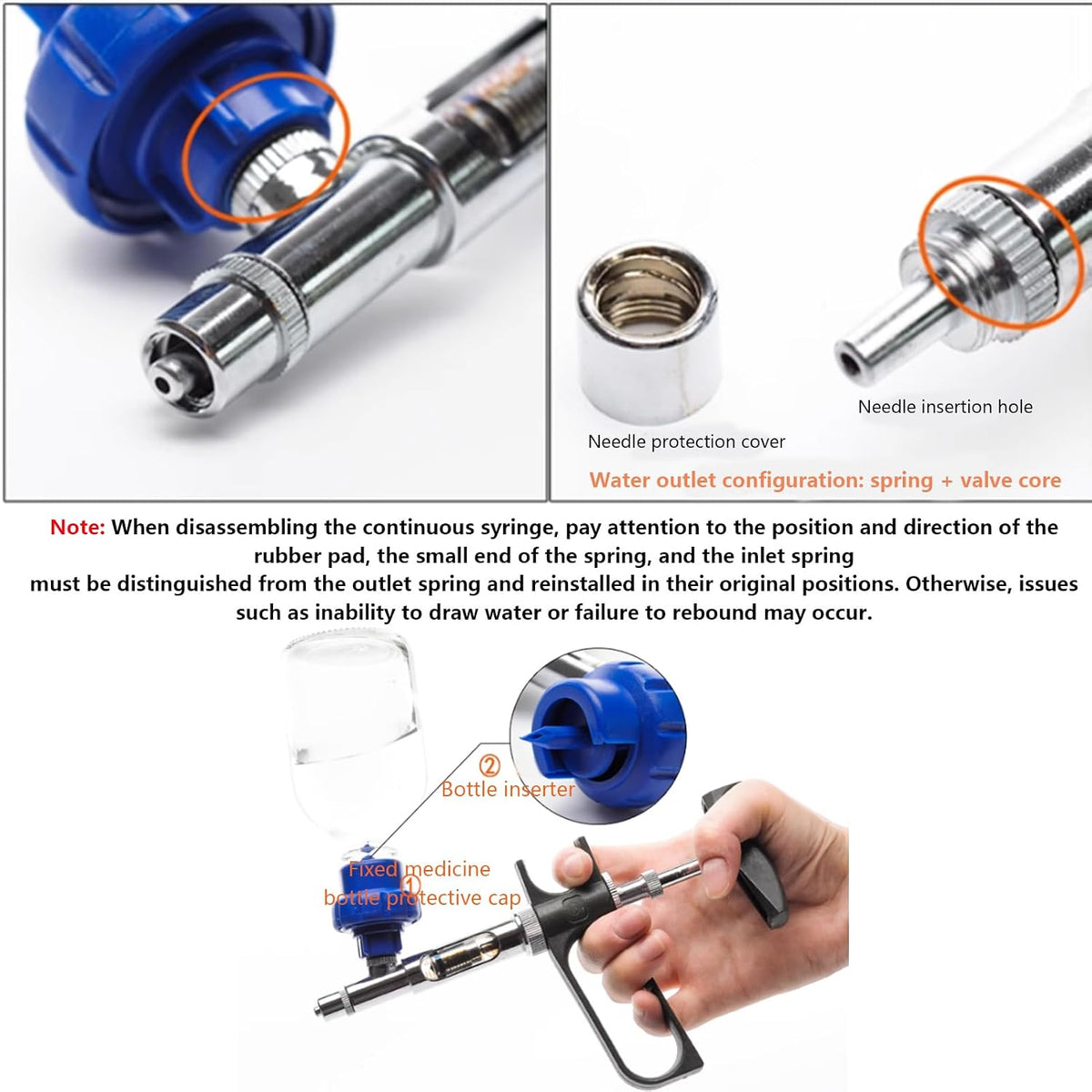 0.5-5ML Drench Gun Veterinary Adjustable Continuous Syringe, for Horse Sheep Cattle Pig Farm Equipments-Black