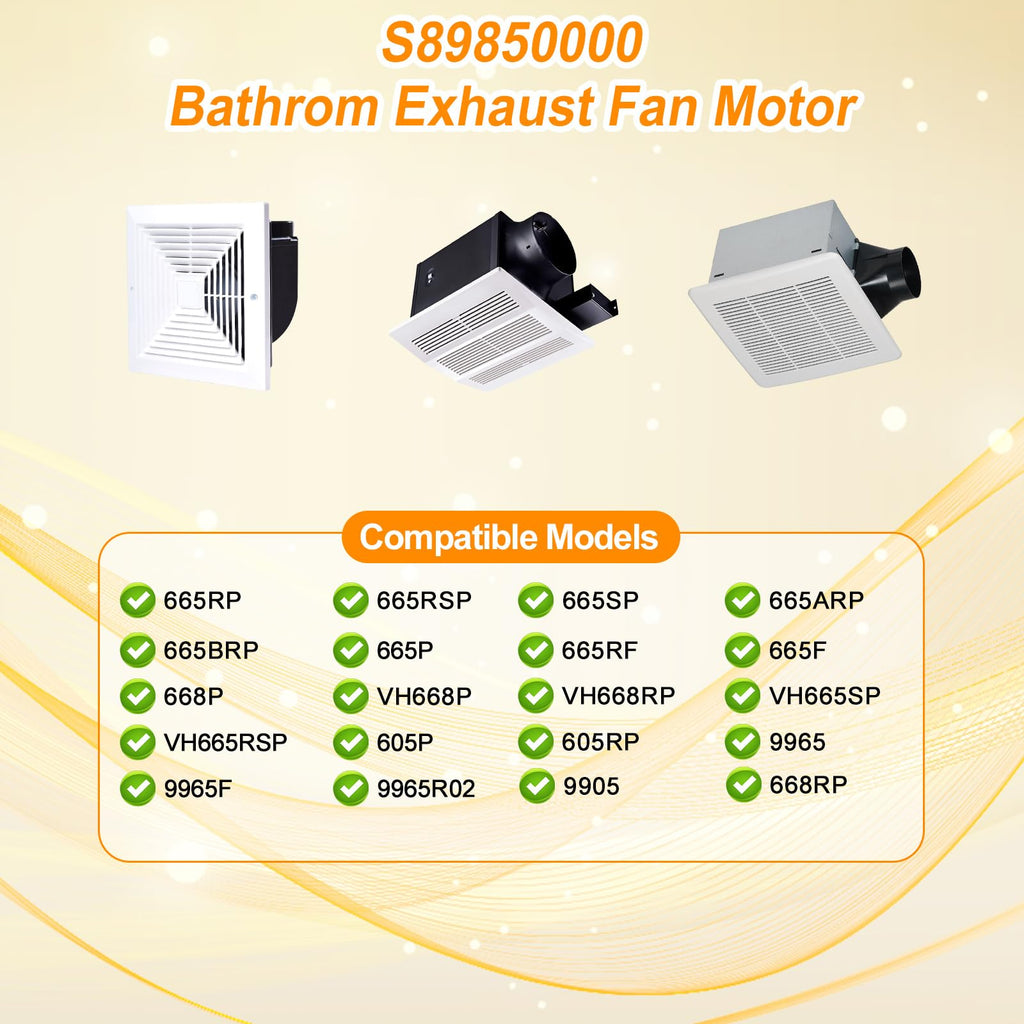S89850000 89850000 Bathroom Exhaust Fan Replacement Motor & Blower Wheel