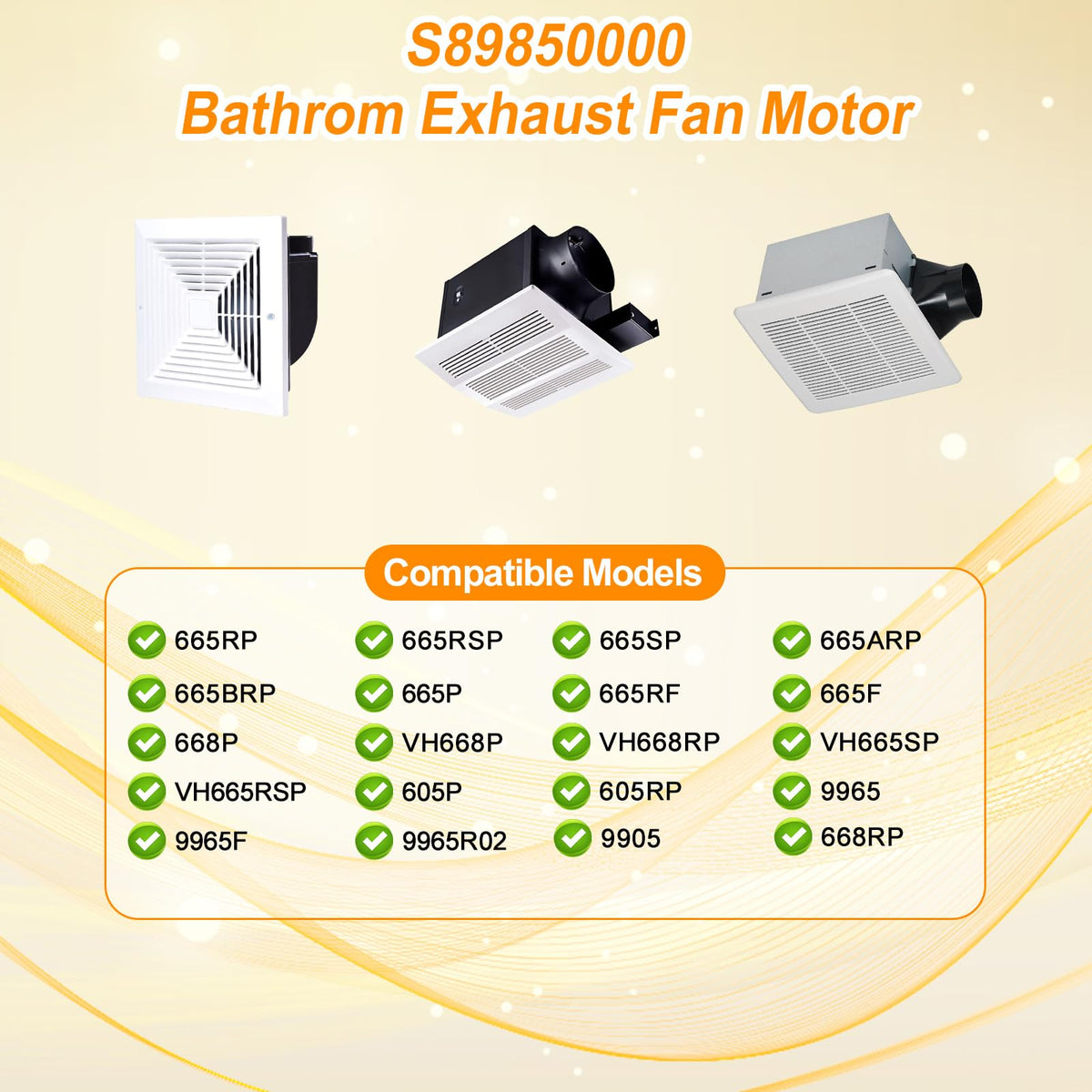 S89850000 89850000 Bathroom Exhaust Fan Replacement Motor & Blower Wheel
