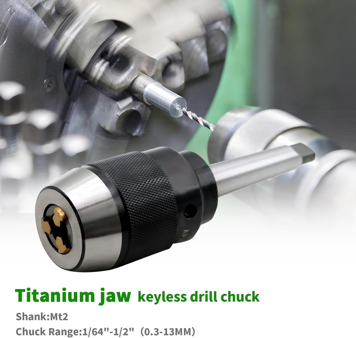 1/64"-1/2" Heavy Duty MT2 Shank Lathe Keyless Drill Chuck