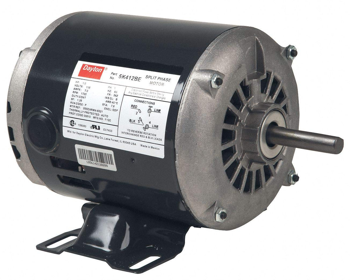 Dayton 1/4 HP General Purpose Motor,Split-Phase,1725 Nameplate RPM,Voltage 115,Frame 56Z
