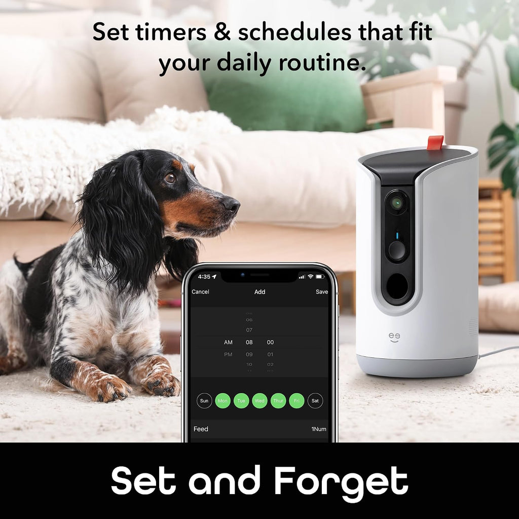 Pet Treat Dispenser Camera, 2K HD Wi-Fi Enabled, Auto-Follow, White