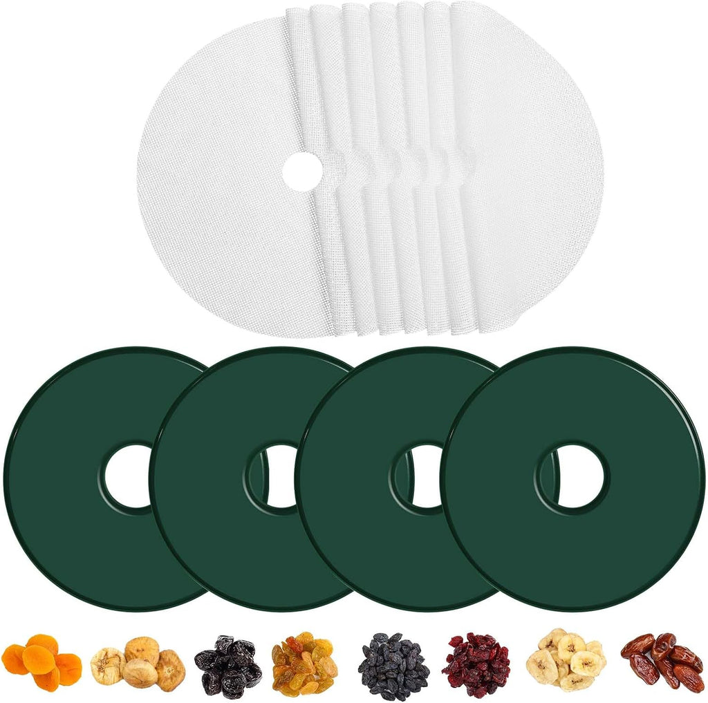12 Pcs Round Silicone Dehydrator Sheets and Tray with Edges | Reusable Tray Liners for Fruit Meat Beef， Raised Edges