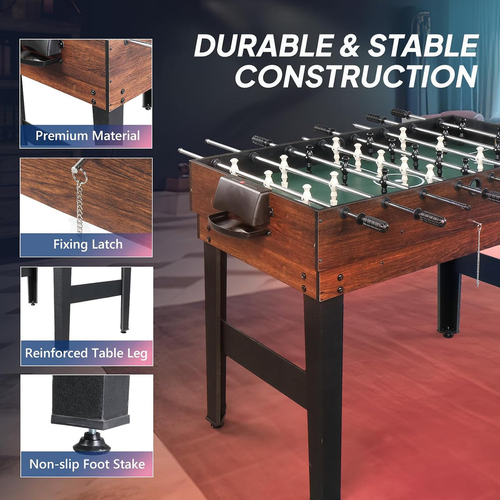 6-in-1 Multi Game Table for Adults, Combo Table for Game Room, 48" Game Table Set for Family w/Hockey, Foosball