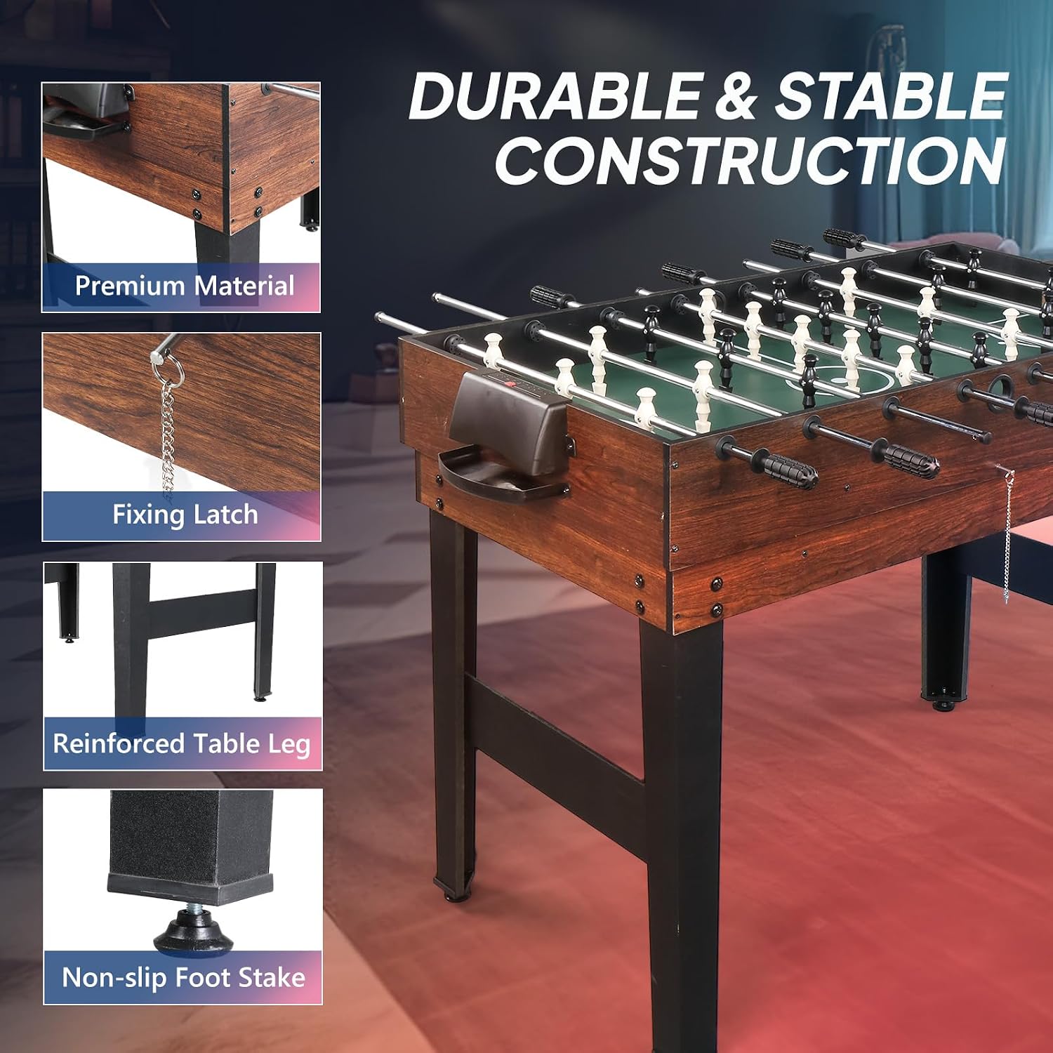6-in-1 Multi Game Table for Adults, Combo Table for Game Room, 48" Game Table Set for Family w/Hockey, Foosball