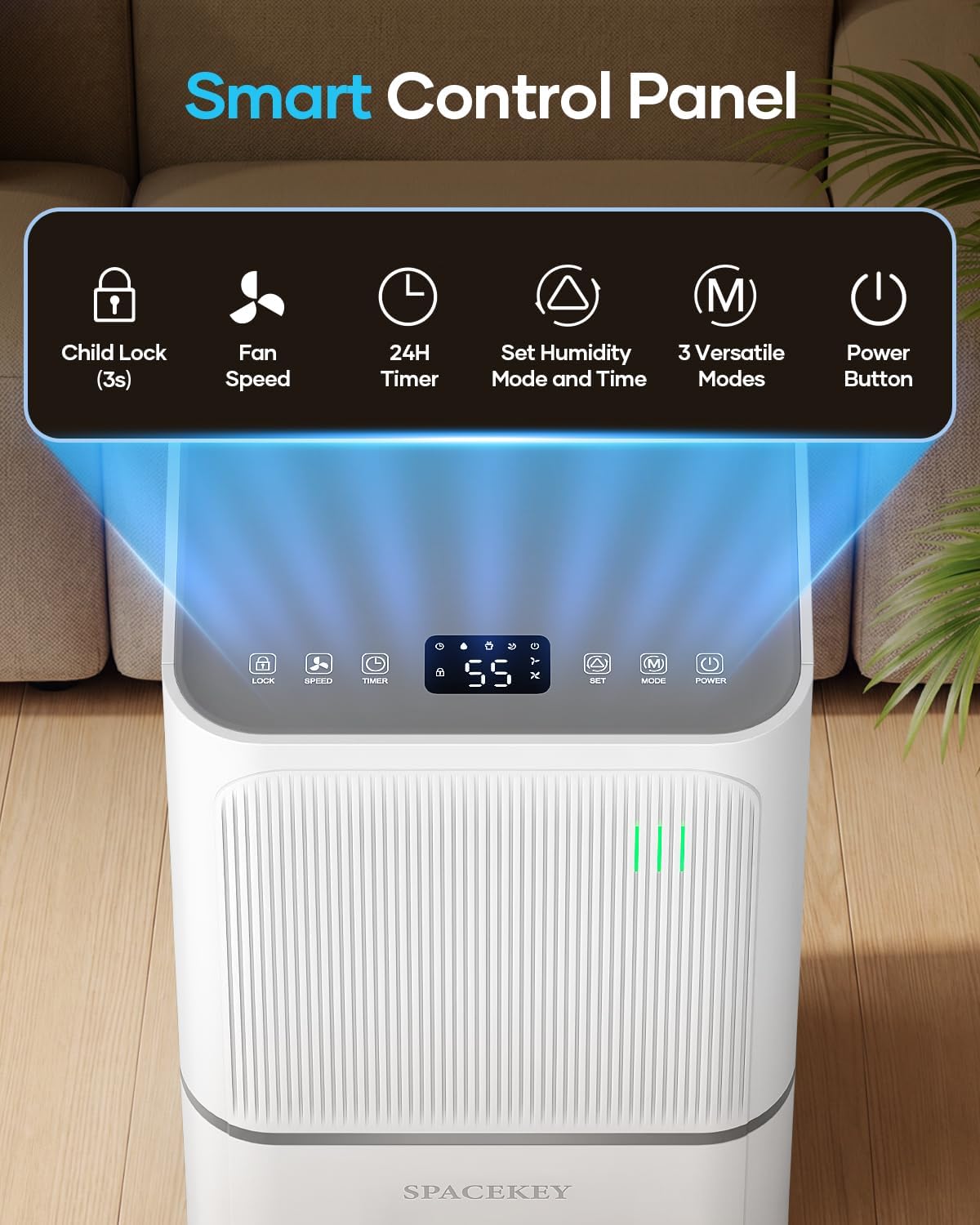 34 Pints Dehumidifier for Basement with Drain Hose Up to 2500 Sq.Ft, Compressor Dehumidifiers for Home, Bedroom