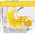 35 Quart Commercial Mop Bucket with Side Press Wringer on Wheels
