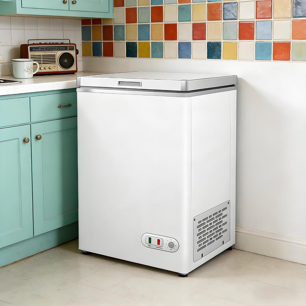 3.0 Cu.ft Deep Chest Freezer, Commercial Solid Top Freezer with Lockable Stay-Open Lid, 7-Level Temp Control, Manual