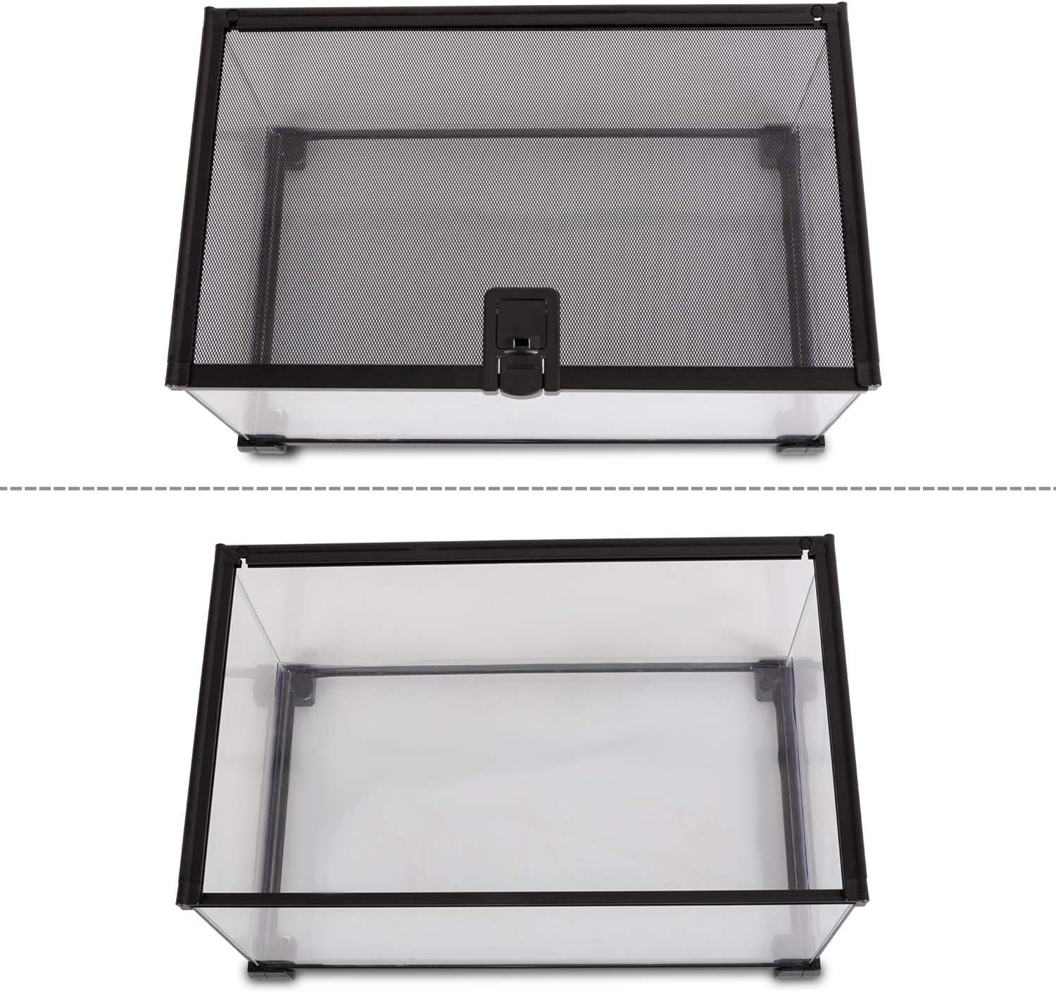 10 Gallon Reptile Tank Glass Natural Cages Terrarium 20" x 12" x 10" Sliding Screen Top for Reptile Hamster Hedgehog