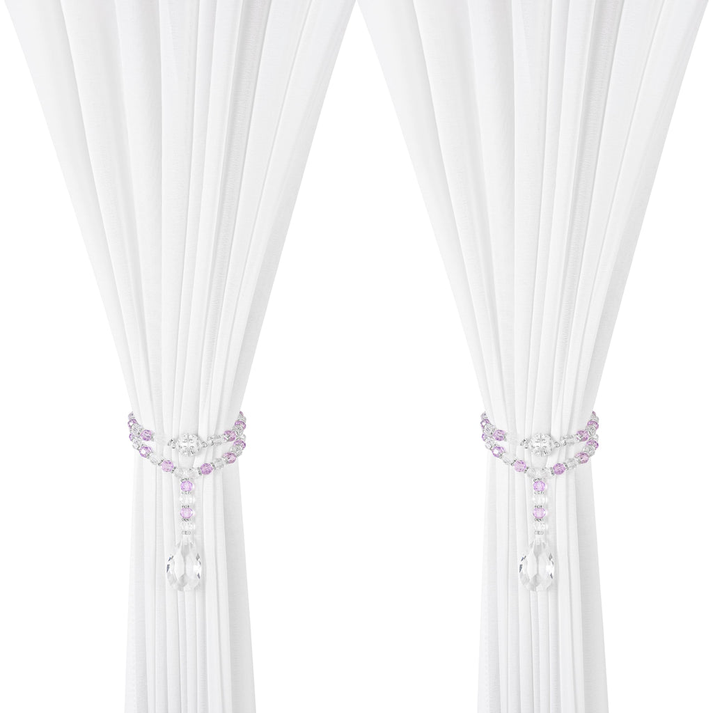 Luxury Crystal Beaded Magnetic Curtain Tieback, Purple