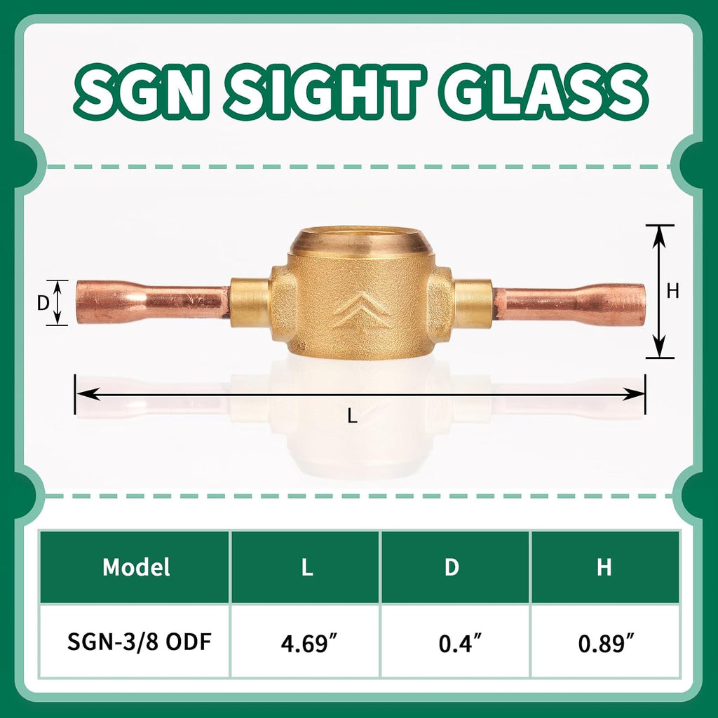 Sight Glass, Moisture Liquid Indicator, 3/8'' ODF Fitting, HVAC Tool for Air ConditioningRefrigeration