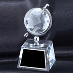 Personalized Optical Crystal Spinning World Globe Trophy, Custom Achievement and Recognition Award with Engraved