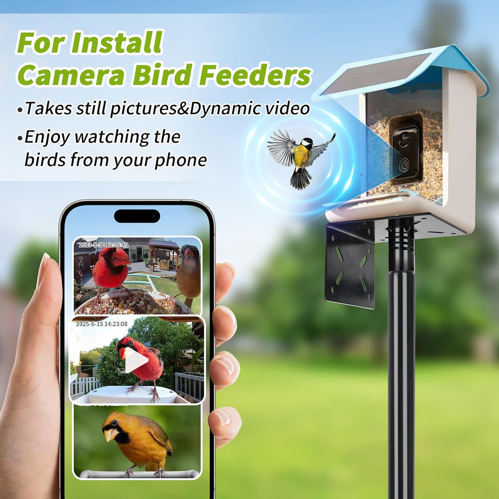 Bird House Pole, 80 Inch Bird Feeder Pole Stand with 1-Inch Dia Heavy Duty Birdhouse Pole Mount Kit for Outdoors