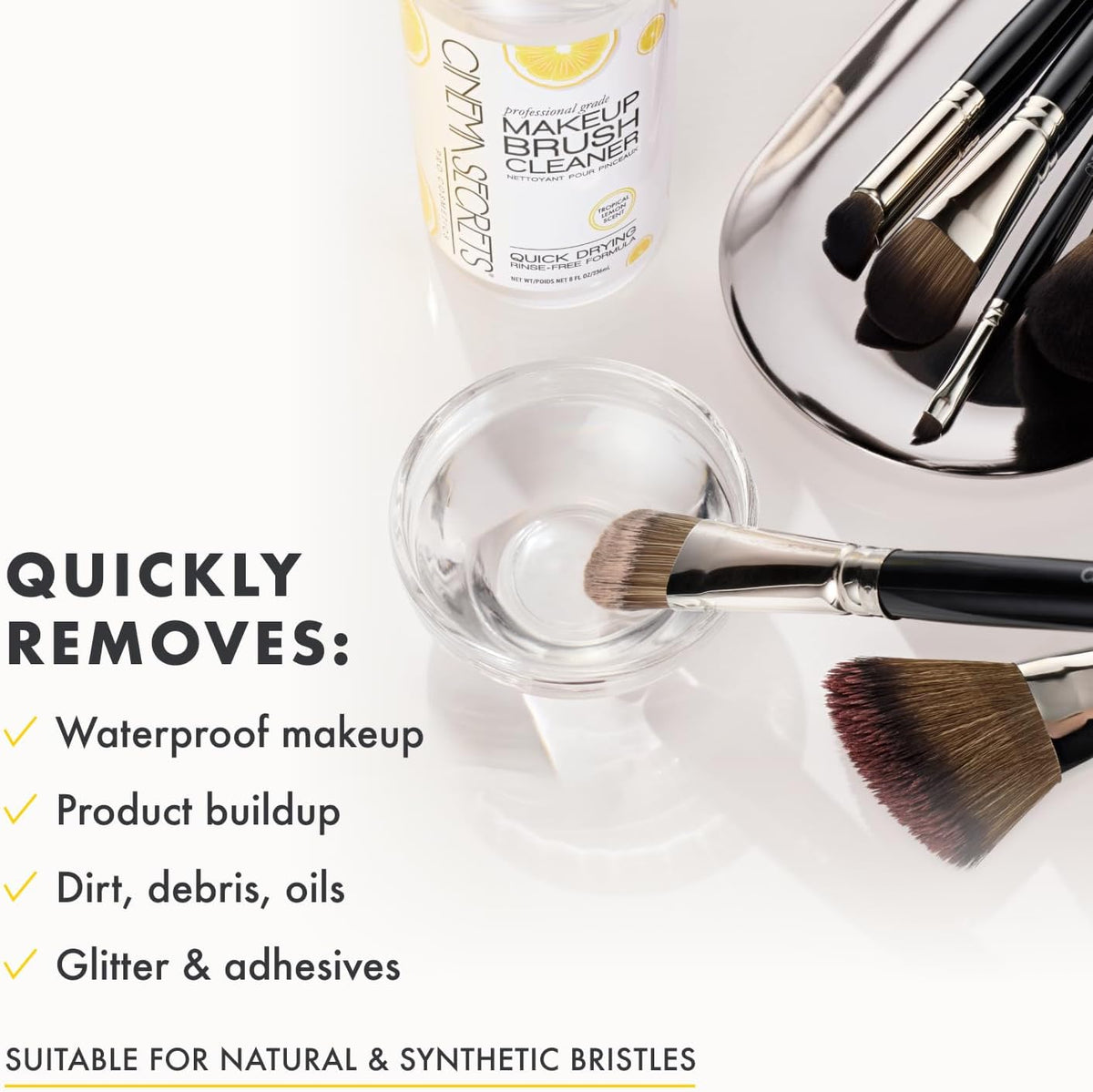 Original Makeup Brush Cleaner Solution - Professional Cleanser for Makeup Brushes - Quick-Drying, Rinse-Free Formula