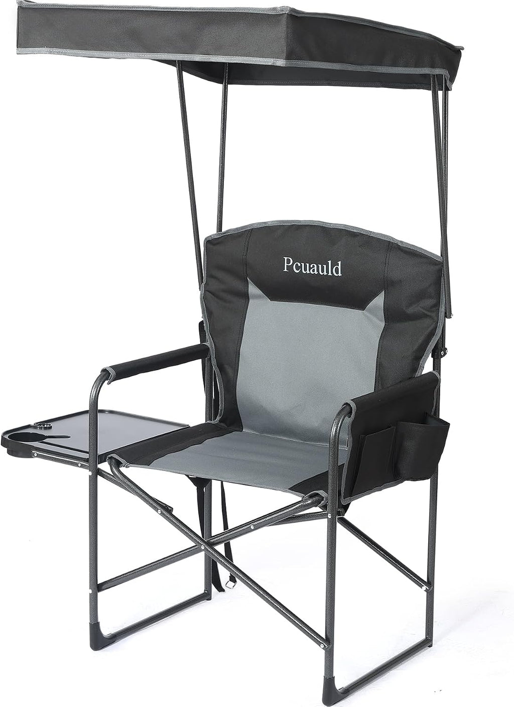 Oversized Camping Chairs with Canopy Foldable Directors Chair with Side Table & Pockets Portable Adults Heavy Duty