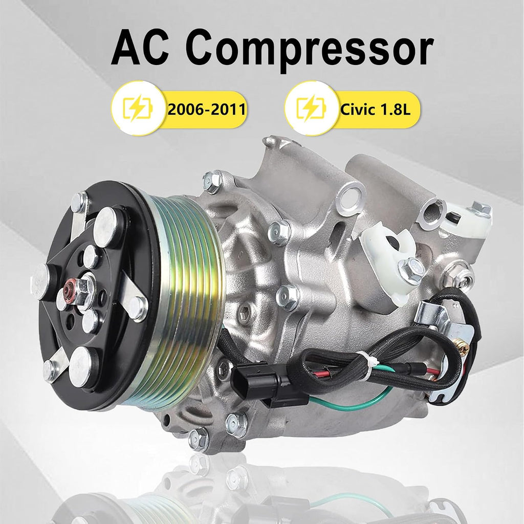AC Compressor w/Clutch Compatible for Honda Civic 1.8L 2006 2007 2008 2009 2010 2011 1.8L Air Conditioner Compressor 38800-RNB-A02 38810RNAA01