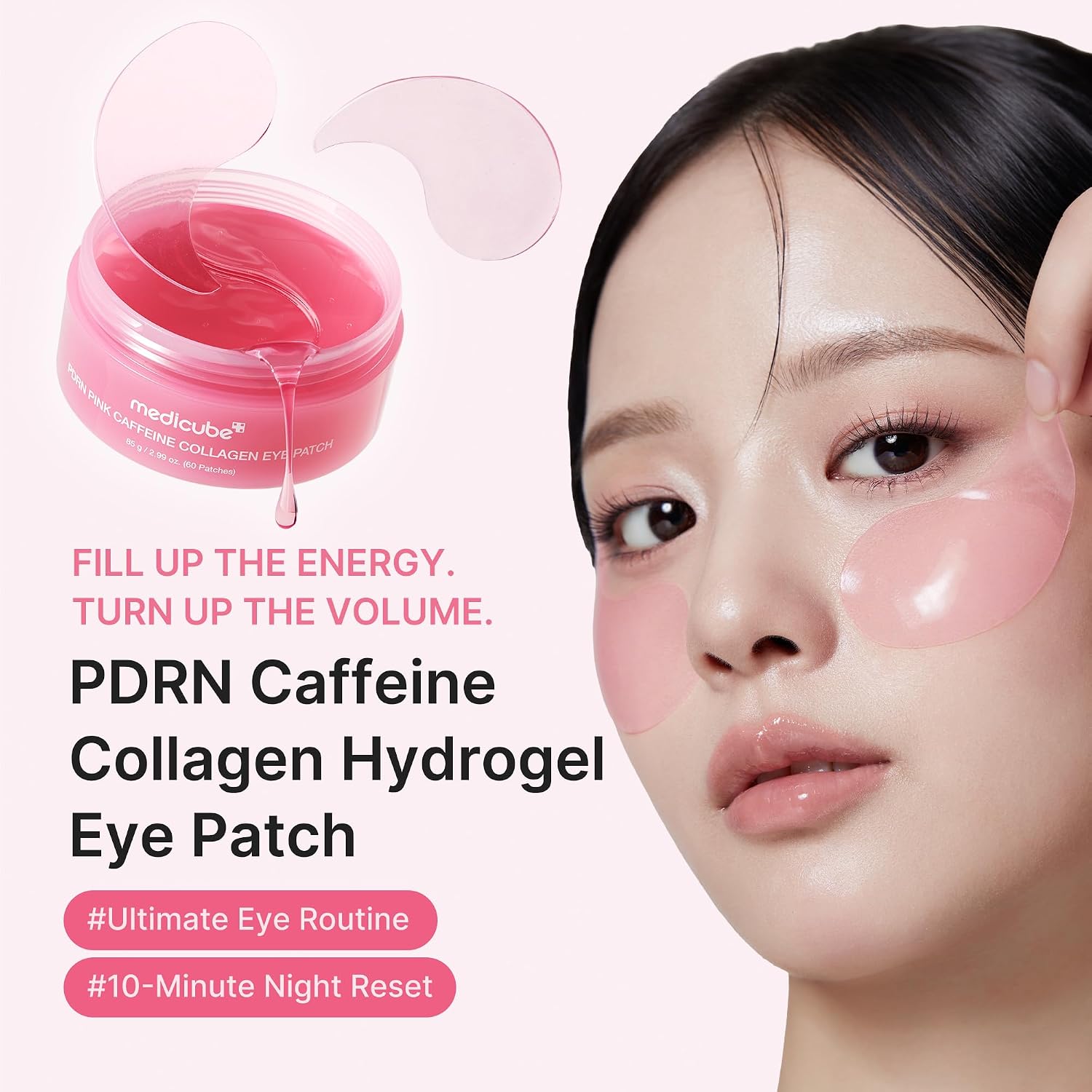 Eye Patch PDRN Caffeine Collagen | Gel Eye Patches for the appearance of Dark Circles, Undereye Bags | Firming