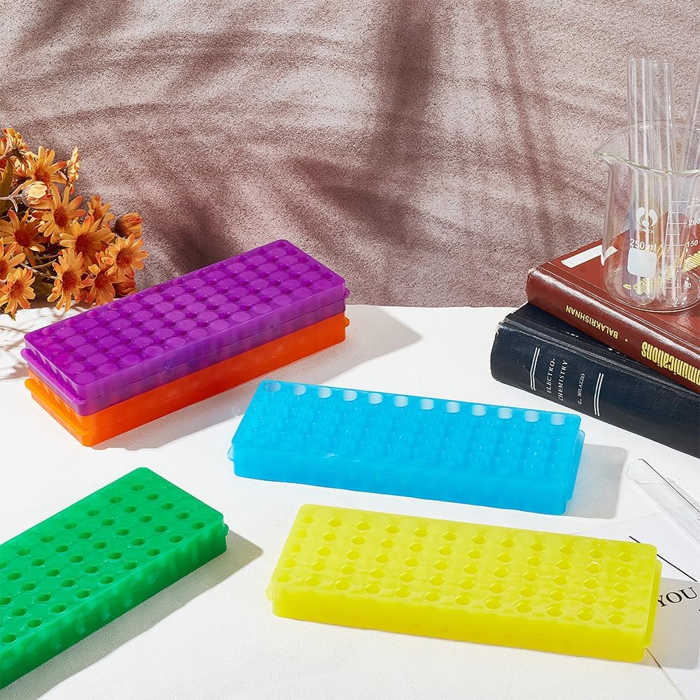 5PCS Polypropylene Microcentrifuge Tube Rack, Double Panel 60-Well Centrifuge Test Tube Holder for Chemistry