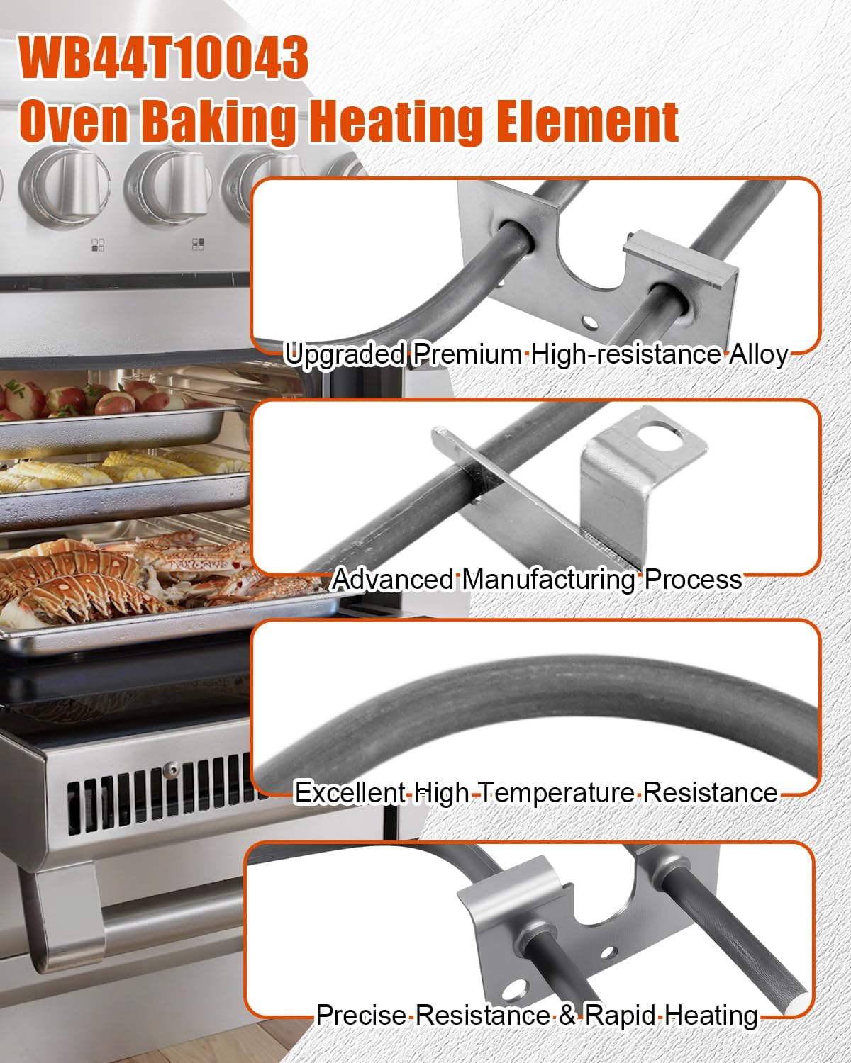 WB44T10043 Oven Broil Element Replacement Fit for GE Kenmore Electric Range
