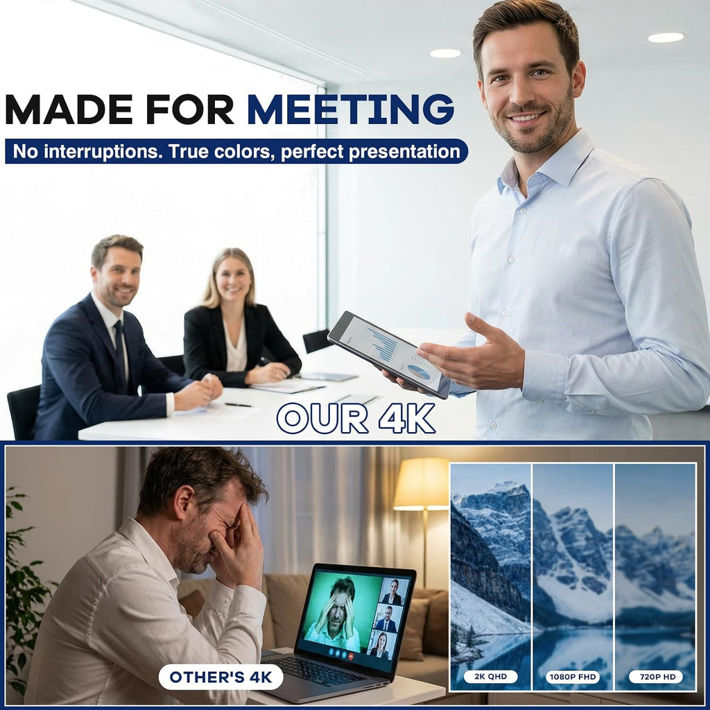 4K Webcam for PC & Mac, Tiny USB Streaming Camera with PDAF Autofocus, Dual Omnidirectional Noise-Canceling