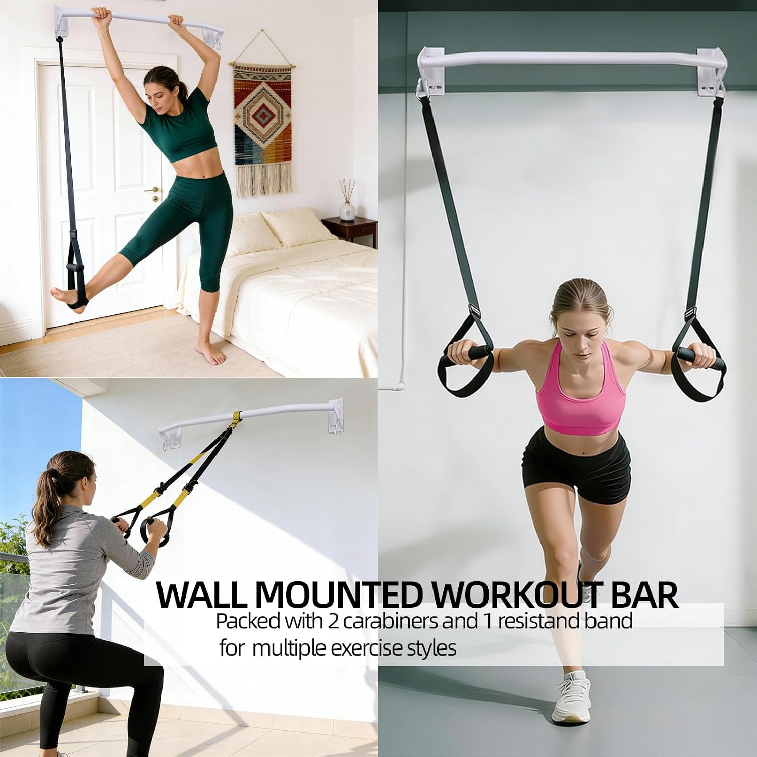 Wall Mounted Pull Up Bar Doorway, Heavy Duty Strength Training Pull-Up & Chin Up Bars for Doorframe, Support Beam or