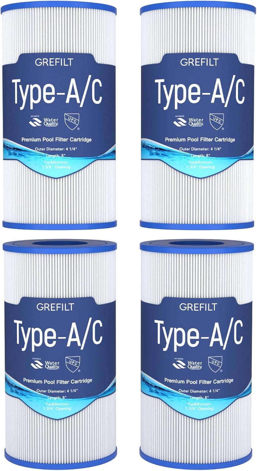 4-Pack Type A or C Pool Filter Cartridges, Compatible with Intex 29000E/59900E, Suitable for Easy Set, Summer