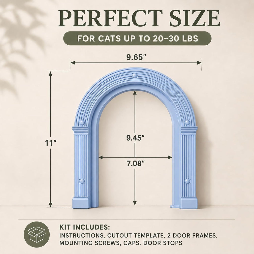 Cat Door for Interior Doors Large - No-Flap, No Training Needed