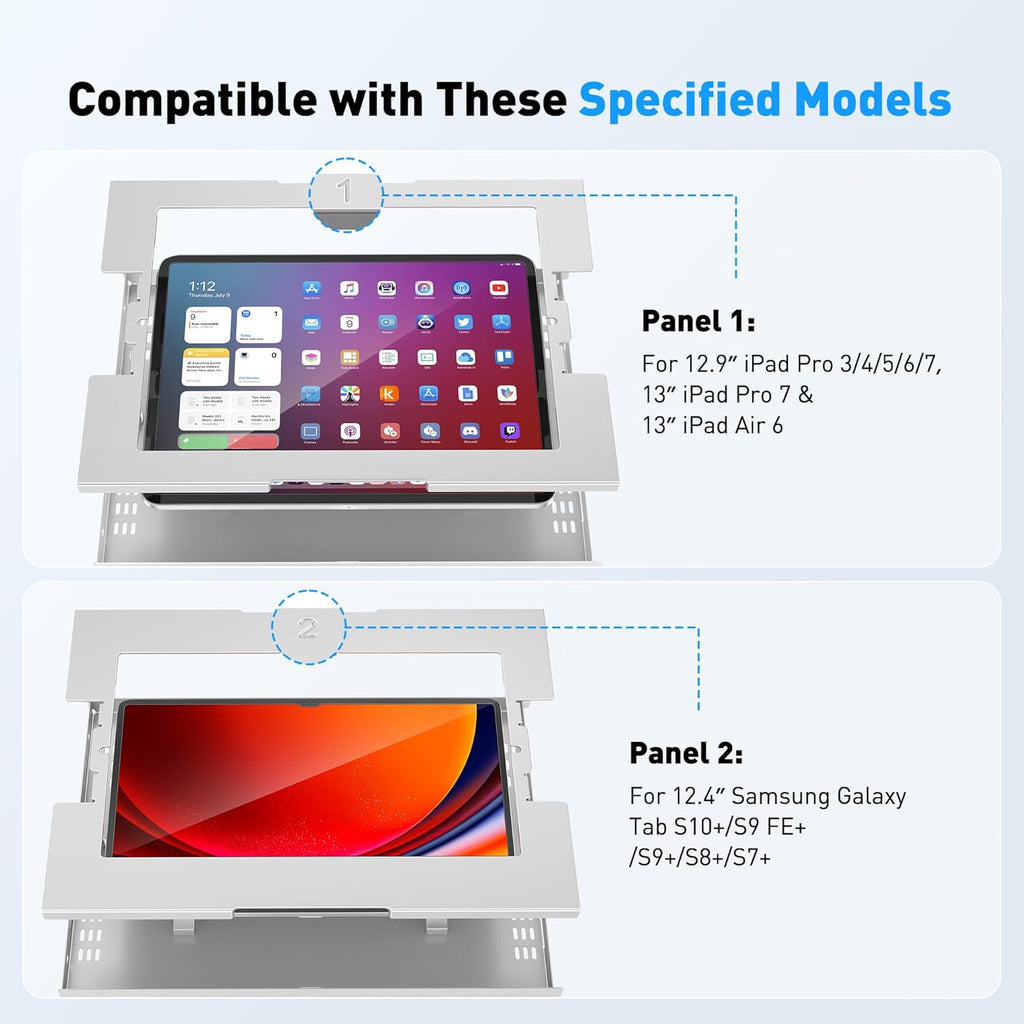 Anti-Theft iPad Kiosk Stand – POS iPad Security Mount with 360° Swivel & 75° Tilt, Heavy Duty Tablet Kiosk Desk