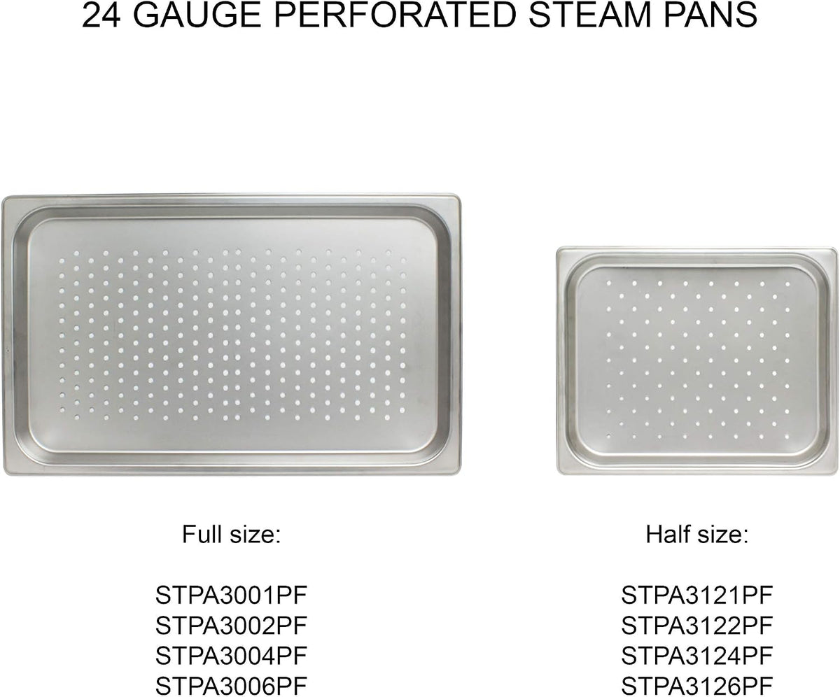 full size 6" deep perforated 24 gauge steam pans, comes in each