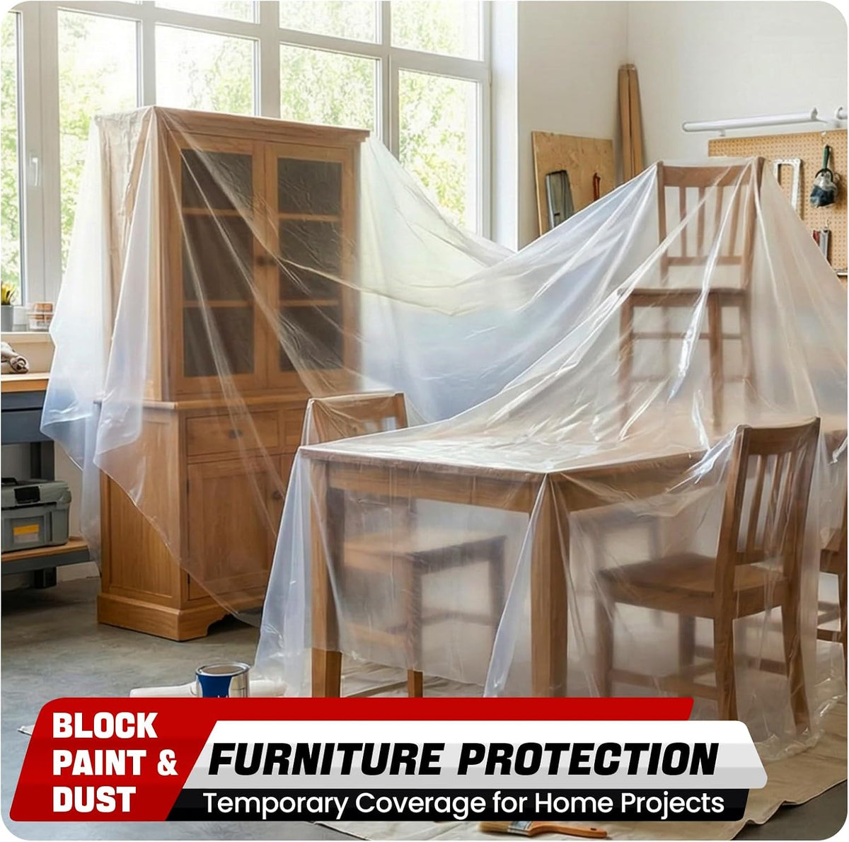 12' x 100' 6 Mil Heavy Duty Clear Plastic Sheeting, UV Resistant Tear-Proof for Greenhouse, Construction, Painting