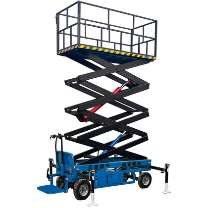 Mobile Hydraulic Scissor Lift, Max Lifting Height 20 FT, Wheeled Aerial Work Man Lift with Safety Guardrail &