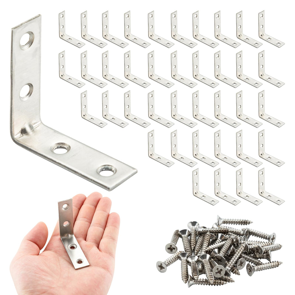 2" L Brackets, 40 Pack Stainless Steel Corner Braces