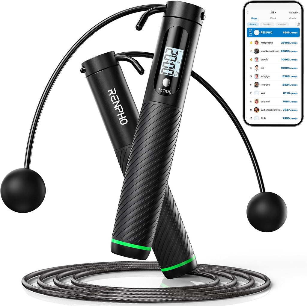 Cordless Jump Rope, Weighted Jump Rope with Counter, Jump Ropes for Fitness, Smart Skipping Rope for Crossfit