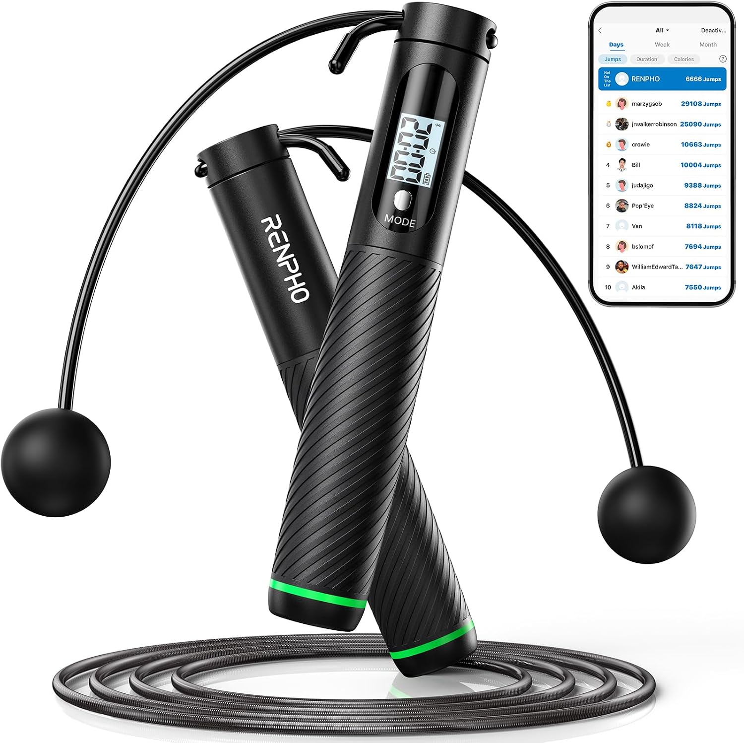 Cordless Jump Rope, Weighted Jump Rope with Counter, Jump Ropes for Fitness, Smart Skipping Rope for Crossfit