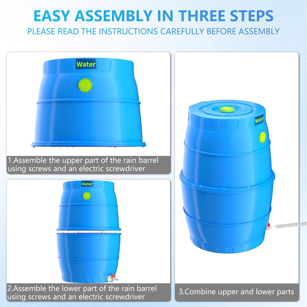 50 Gallon Water Collection Barrel-Drinking Water Storage Barrel with Spigots-Emergency Water Supply System