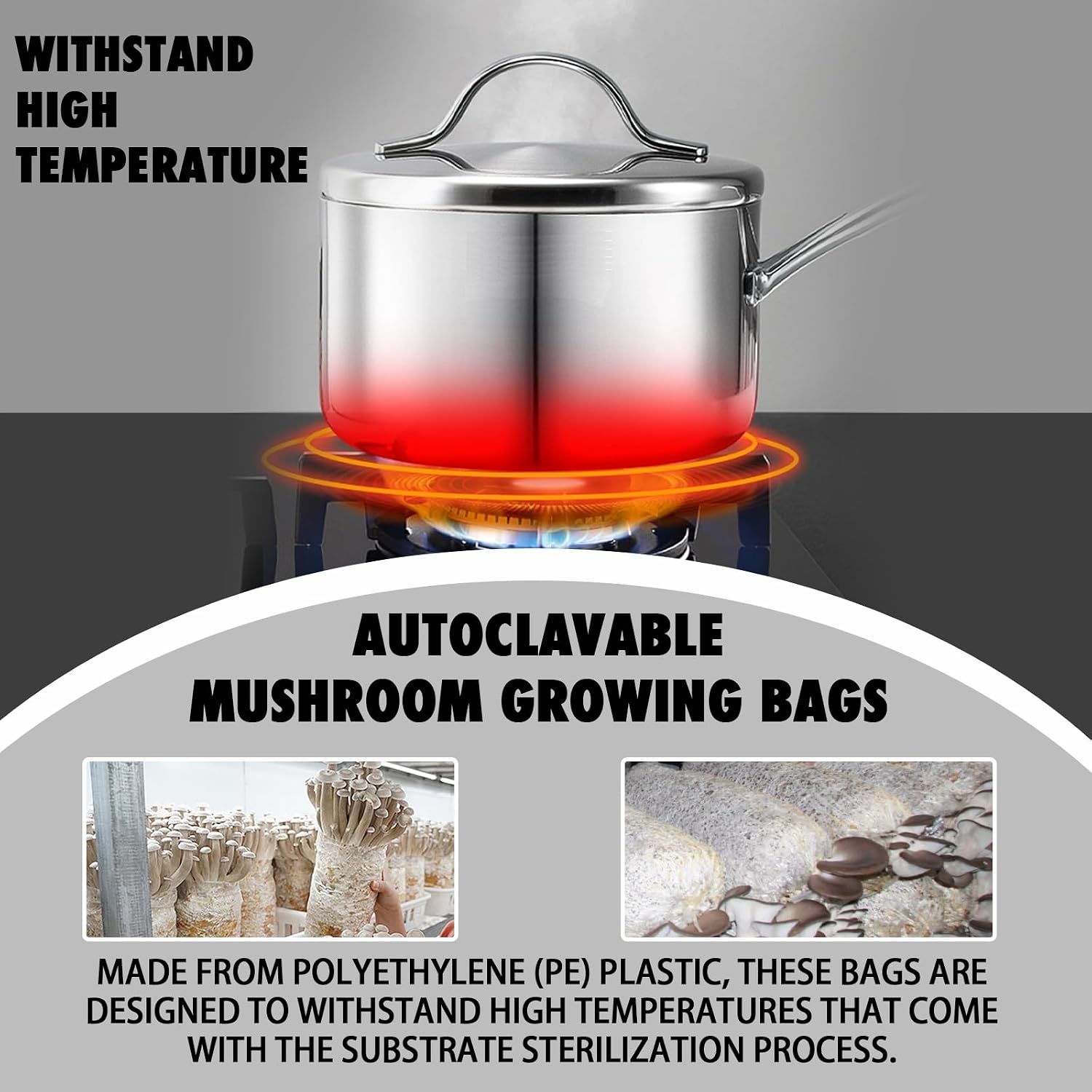 Autoclavable Mushroom Grow Bags Bulk with Microporous Filter Patchs