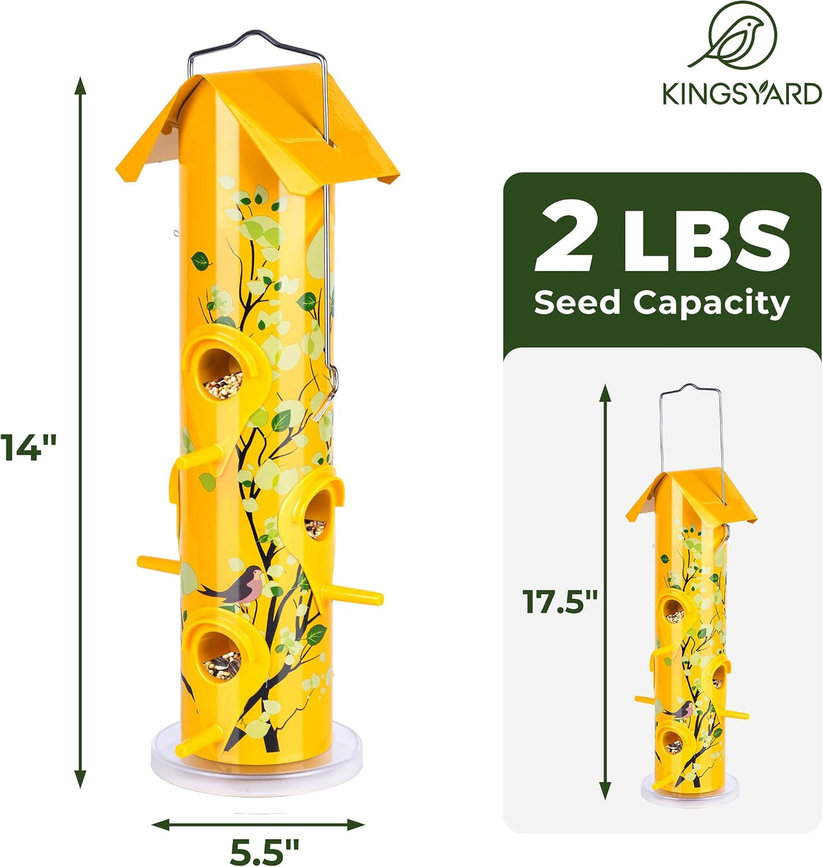 Metal Bird Feeders for Outdoors Hanging, Tube Bird Feeder