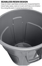 BRUTE Trash Can, Gray, 10-Gal, Pack of 6