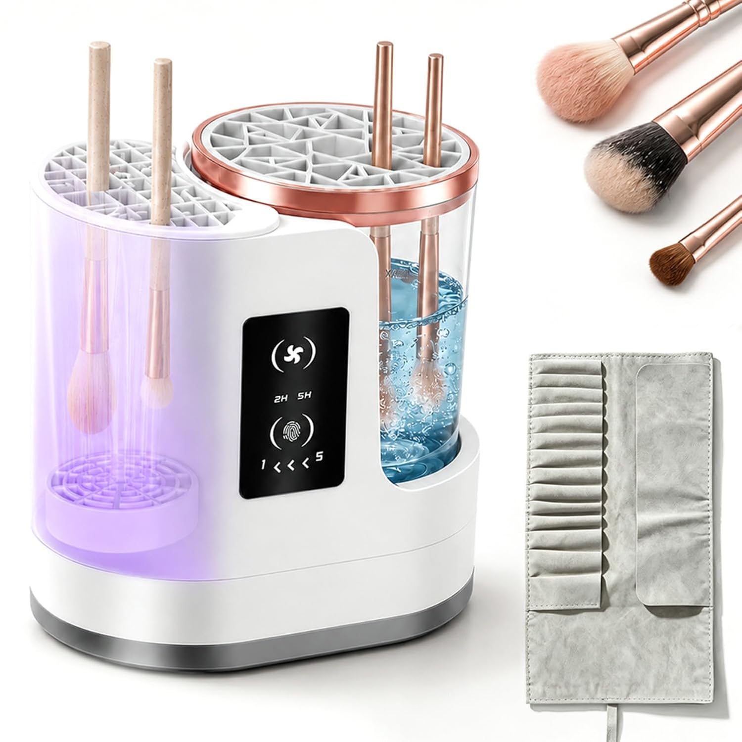 3 IN 1 Electric Makeup Brush Cleaner Dryer, Portable USB Automatic Cosmetic Brush Cleaner, Deep Clean Fast Dry for
