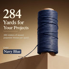 Waxed Polyester Thread for Leather Sewing, 0.8mm 150D, Navy Blue