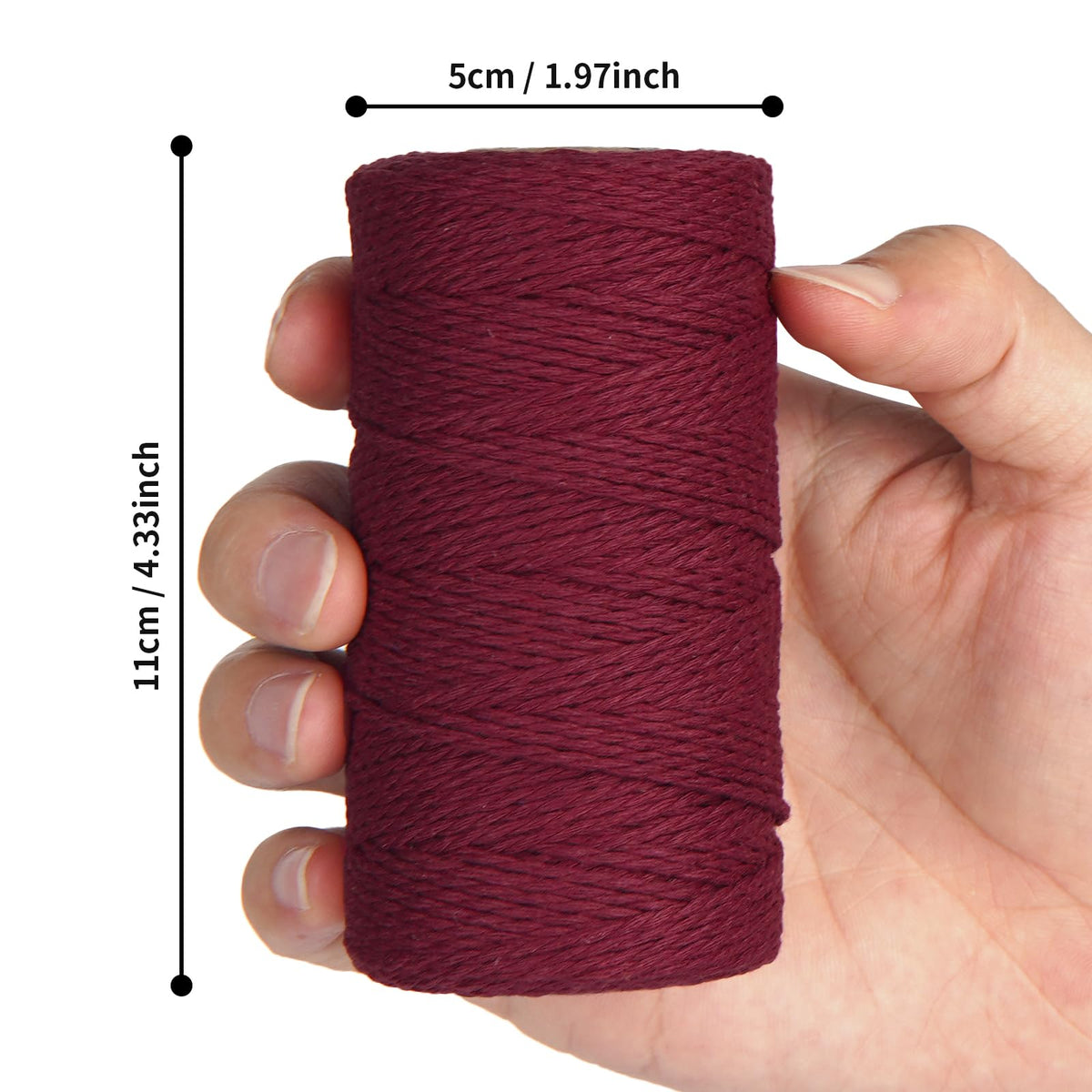 Red Natural Cotton Twine, 328ft 2MM for Crafts & Wrapping