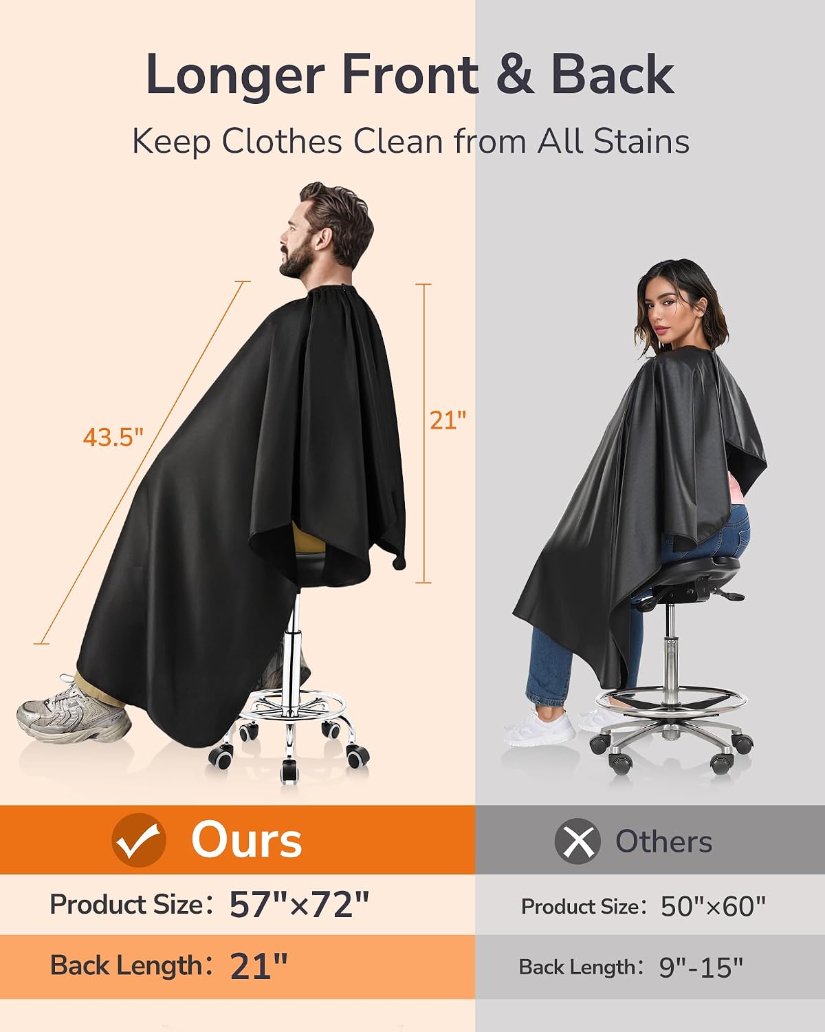 Professional Hair Cutting Cape with Neck Duster Brush Waterproof Extra Large Size Salon Barber Cape Haircut Cape for