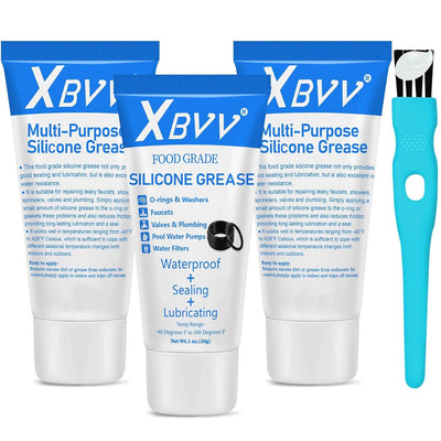 XBVV Food Grade Silicone Lubricating Plumber Grease for Waterproof Faucet Pool Filter O Ring 3-Pack 1 oz Tube with Brush