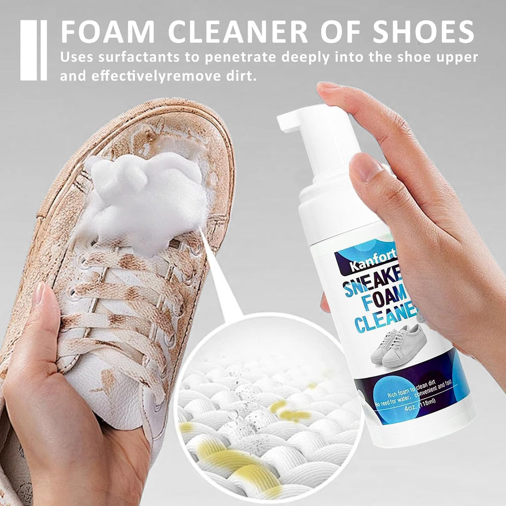 Shoe Cleaner, White Shoe Cleaning Kit with Shoe Brush, Shoe Cleaner Sneakers Removes Dirt and Stain, Sneaker Foam