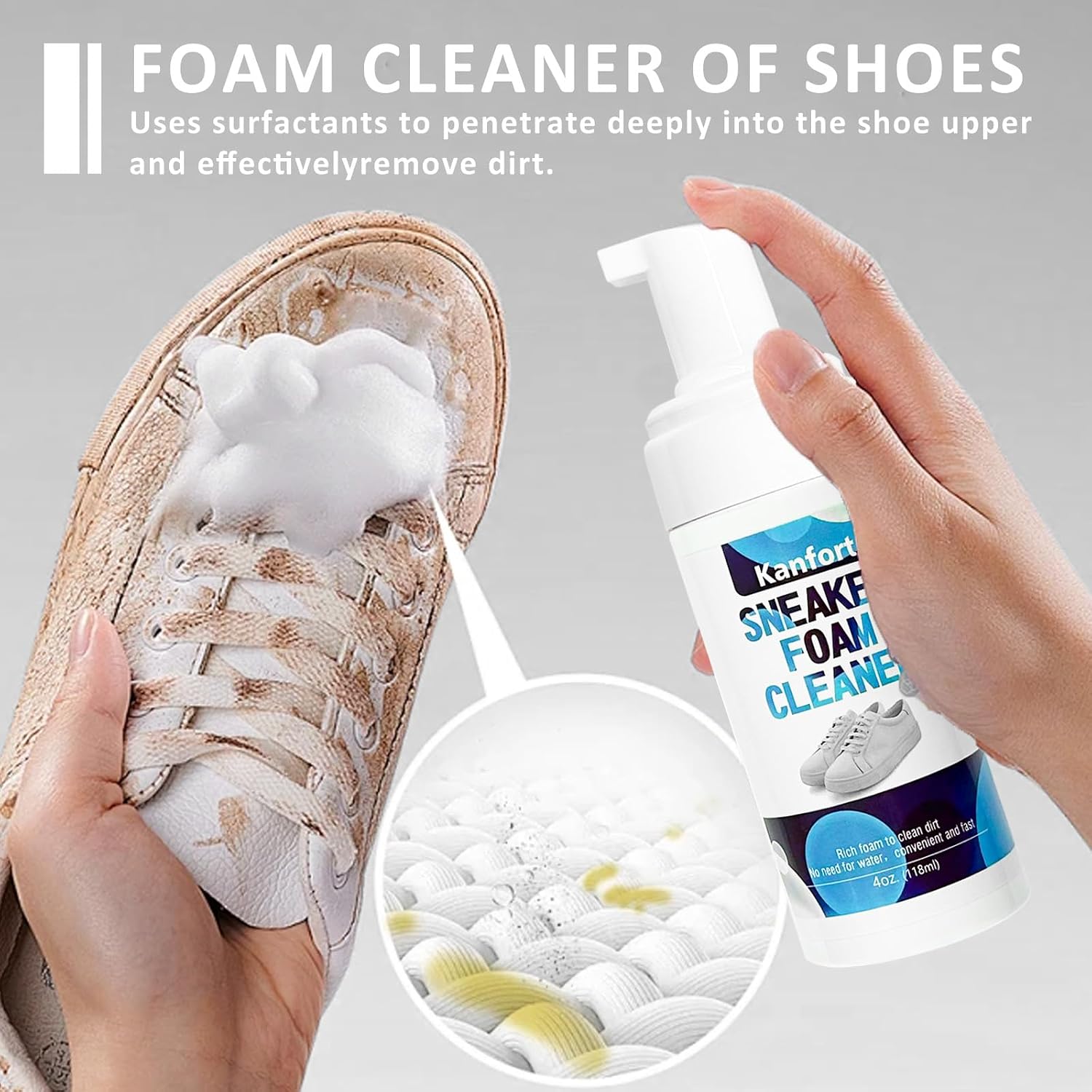 Shoe Cleaner, White Shoe Cleaning Kit with Shoe Brush, Shoe Cleaner Sneakers Removes Dirt and Stain, Sneaker Foam
