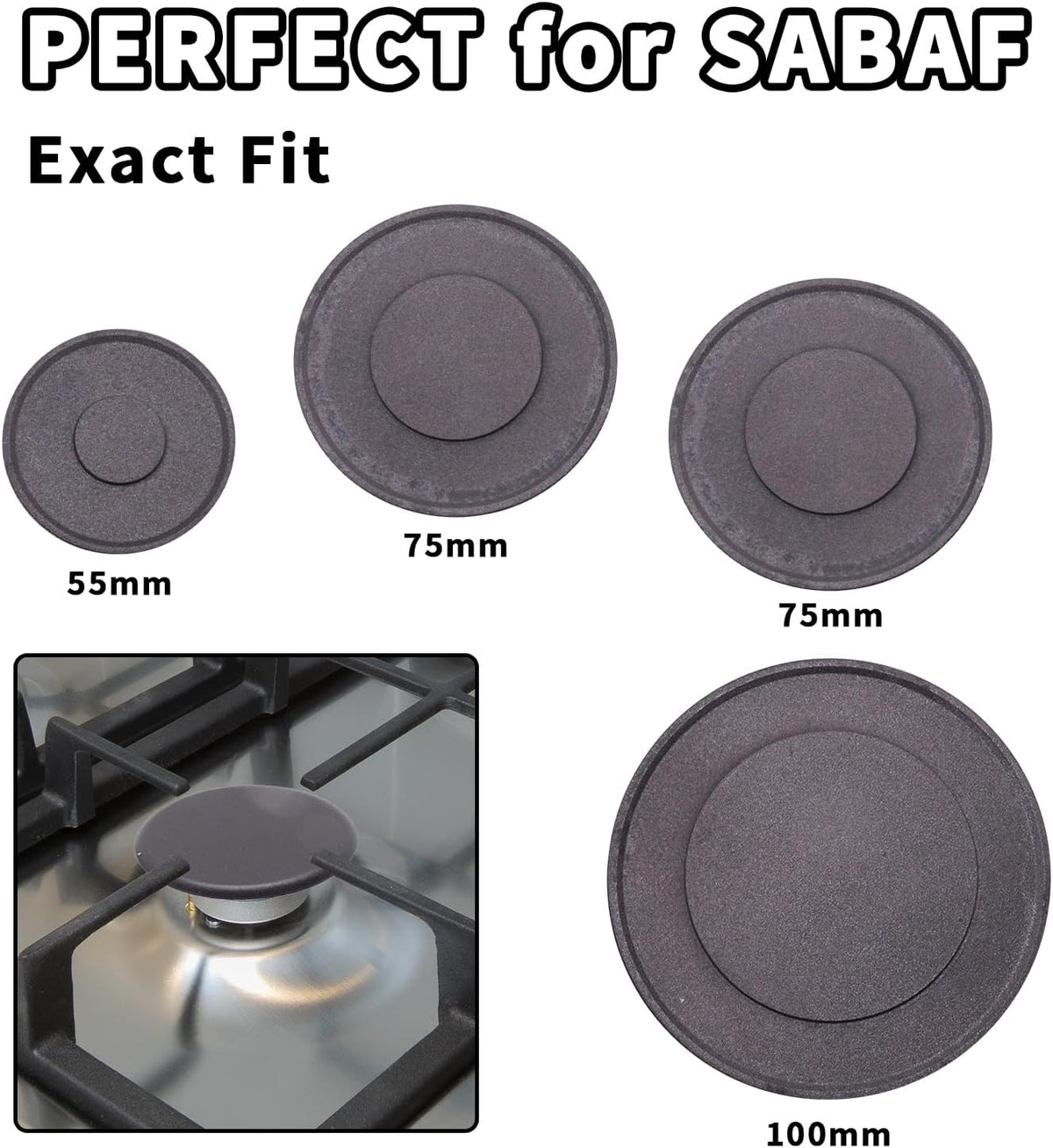 Gas Stove Burner Caps Set- 4PCS Burner Covers for Gas Stove, Matte