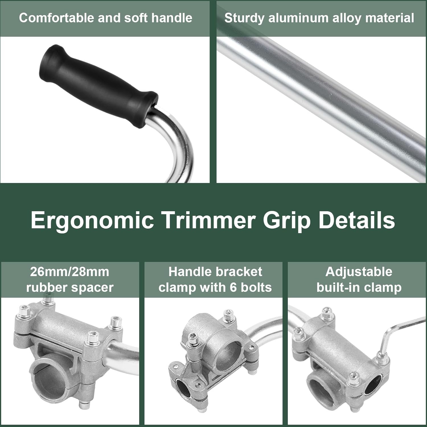 Weed Eater Handle Extension - Aluminum Ergonomic Weed Eater Attachments | Trimmer Grip, Weedeater Handle with Bracket